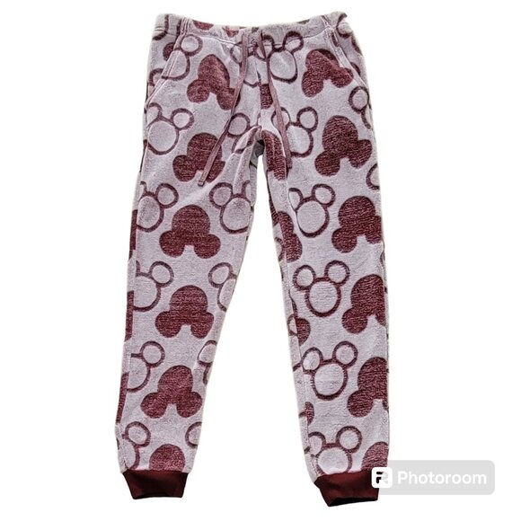 Disney 2-Piece Fleece Jogger Lounge Set Mickey Mouse Burgundy Size M New - Picture 4 of 12